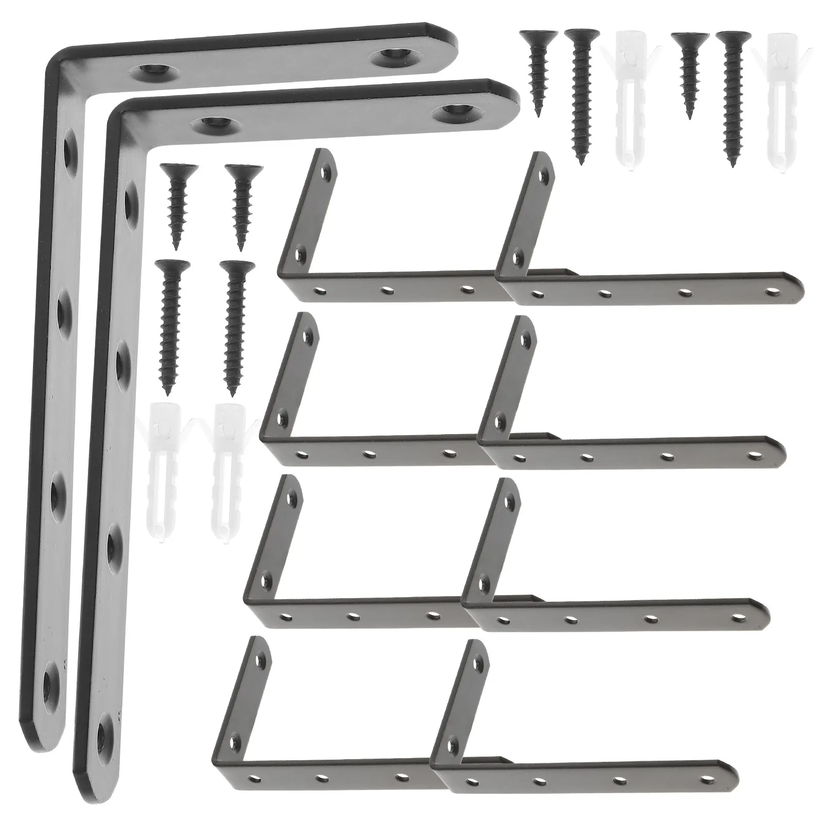 

10 шт. L-образных кронштейнов для дерева, усиленные угловые опоры, 90-градусные уголки с винтами для монтажа шкафов и книжных полок