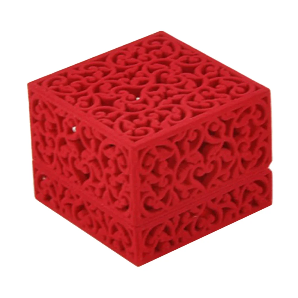 

Jewelry Box Red Hollow Art Ring Style for Wedding Engagement Gift Protective Jewelry Container Engagement Ring Box