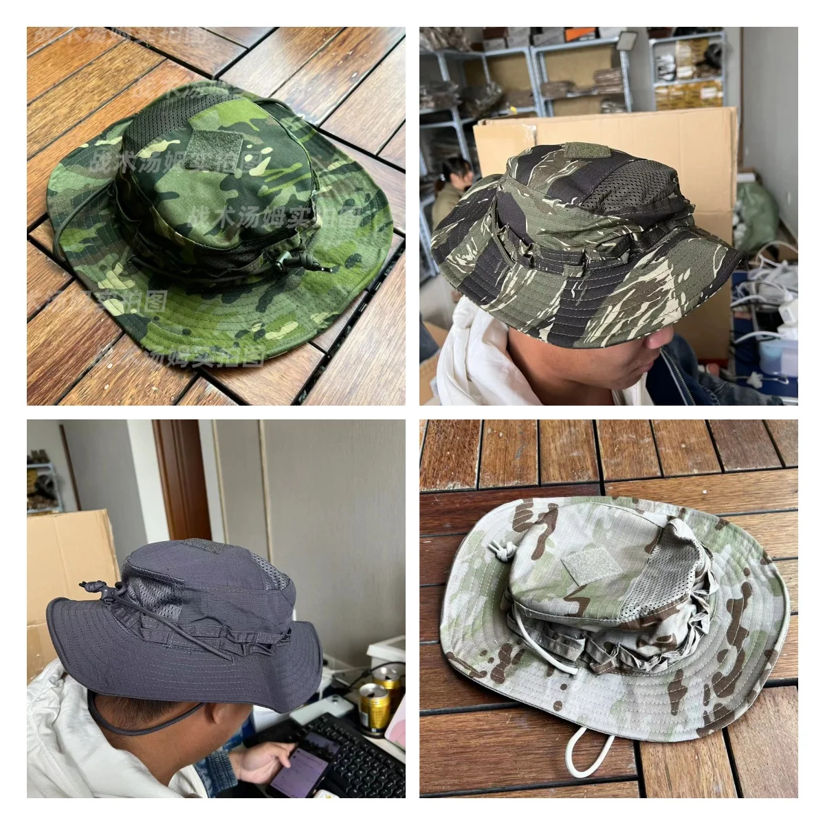 Spring/Summer Breathable Men's Tactical Benni Hat Sun proof Round Edge Hat Disguise Cover Adjustable Hat