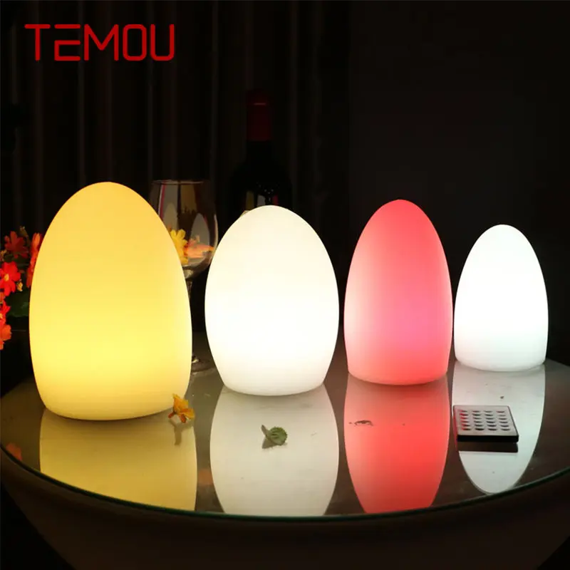 

TEMOU Modern Led Atmosphere Desk Lamp Creative Egg Shaped Table Light Luminescence Color Waterproof Decor Restaurant Kty