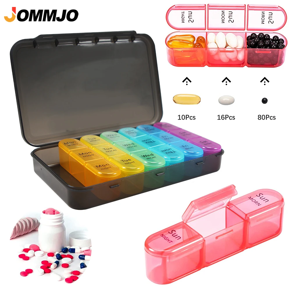 

1Pc Weekly Pill Organizer 3 Times a Day,Daily Pill Box 7 Day,Large Travel Pill Case with 21 Compartment to Hold Medicine,Vitamin