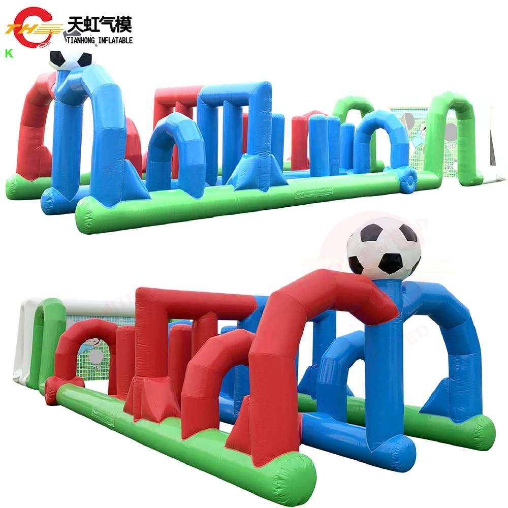 Commercial New Design Inflatable Football Field Challenge Sport Game Outdoor Adults Inflatable Football dribble challenge