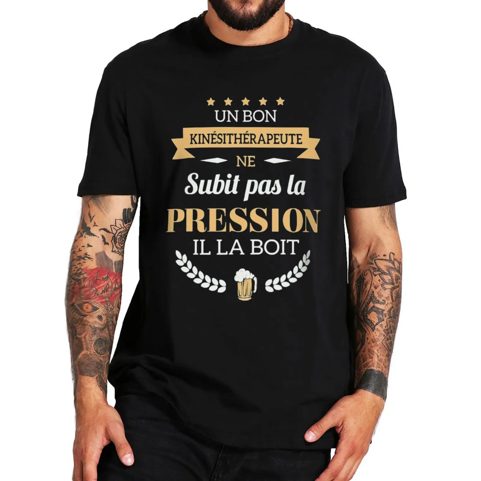 Physiotherapist Does Not Undergo Pressure T Shirt French Texts Humor  Therapis Retro Tshirts Cotton Unisex O-neck Tops