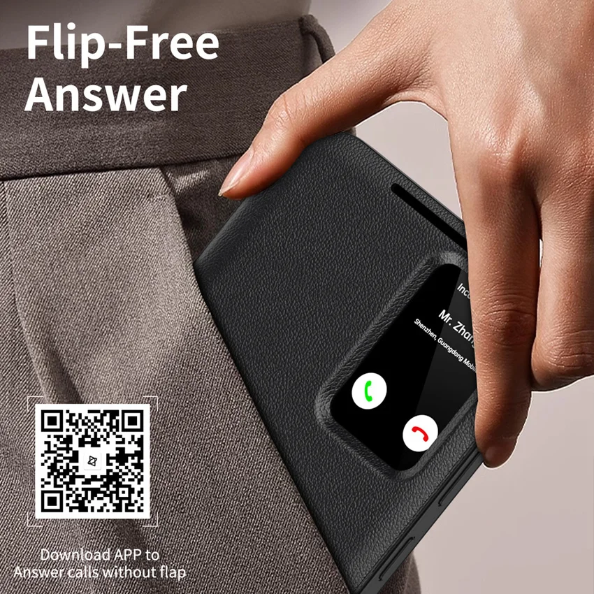For Samsung Galaxy S24 S25 S23 S22 Ultra Case Smart View Window PU Leather Wallet Flip-Free Answering Cover with Card Slot