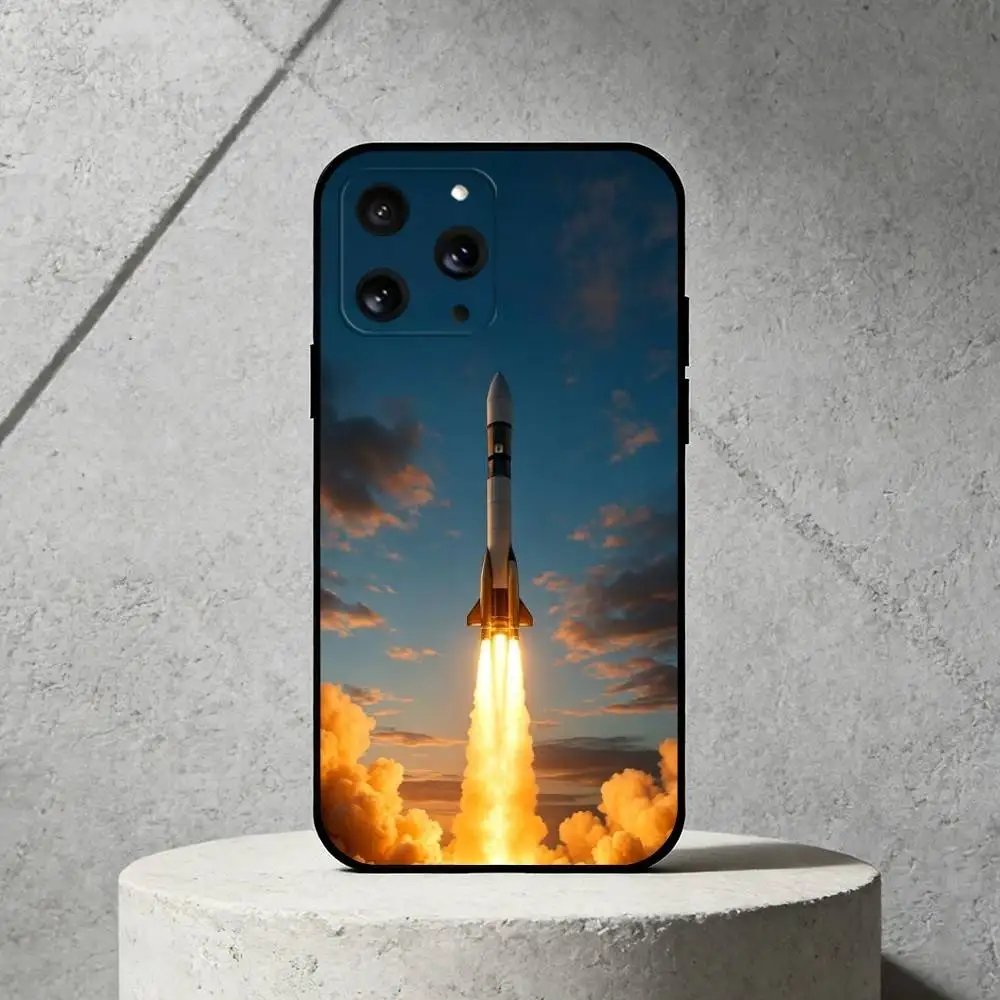 Interstellar space rocket Phone Case For iPhone 17,16,15,14,13,12,11 Plus,Pro Max,SE4Soft Silicone Black Cover