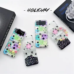 2025 Cartoon Coal Ball Elf Star Pendant Phone Case for Samsung Galaxy Z Flip6 4 3 Hard Cover for ZFlip5 Zflip4 Shell Bracket