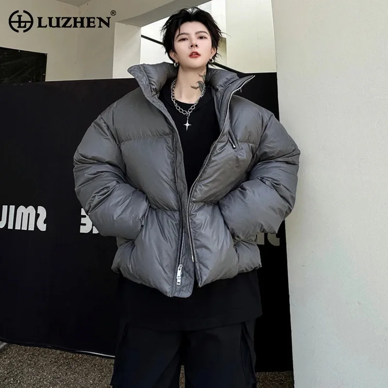 LUZHEN Niche Trendy Solid Design Winter Men Thermal Coat Zip Loose Padded Jackets Fashion Koorean Style Cotton Clothes LZ5755