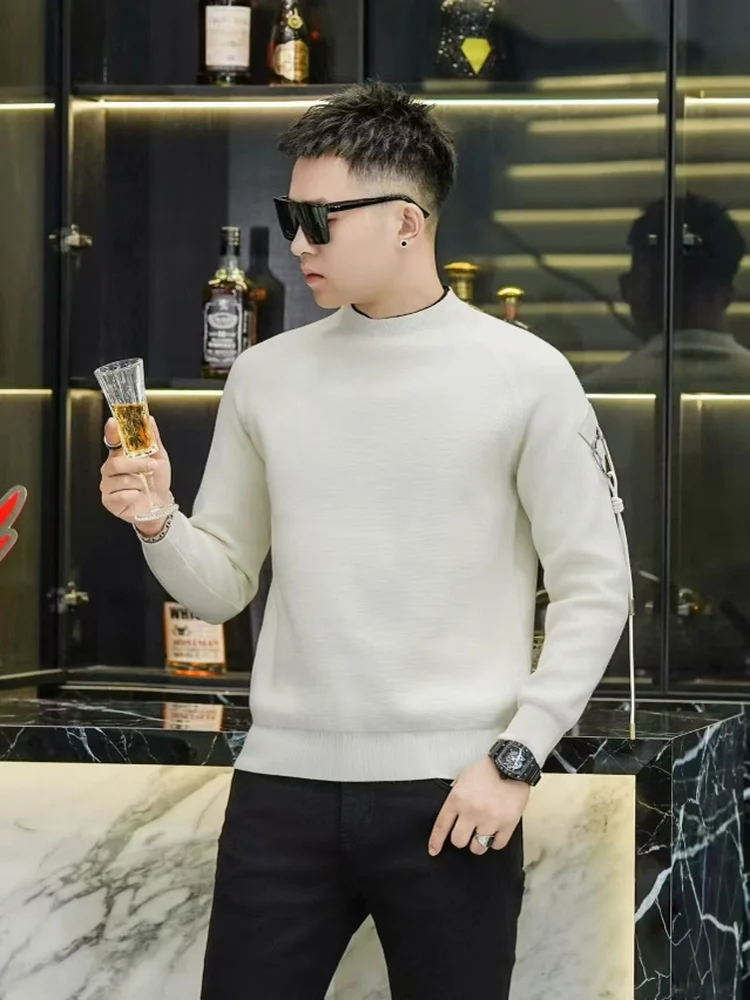 

Высококачественный удобный мужской вязаный свитер, модный универсальный осенне-зимний экипаж Ne Camere, мягкий повседневный деловой свитер...