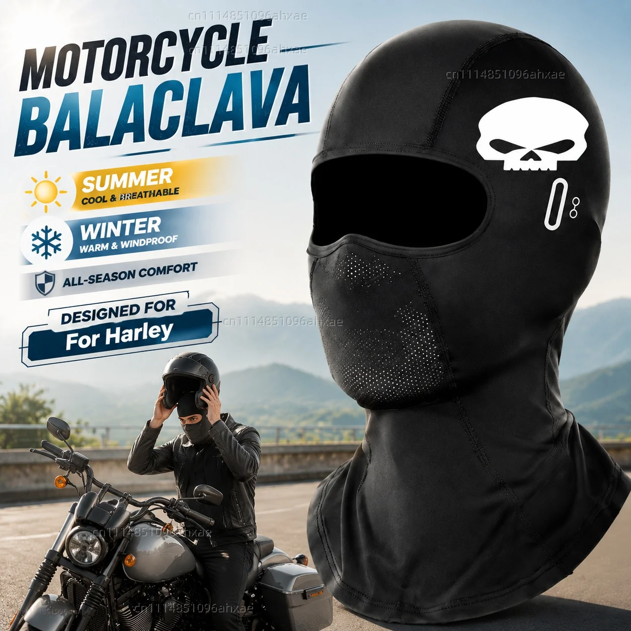 

For Harley Davidson ADV 1250 PA1250 Special Softail Motorcycle Balaclava Summer Glasses Face Breathable Hole Winter Warm