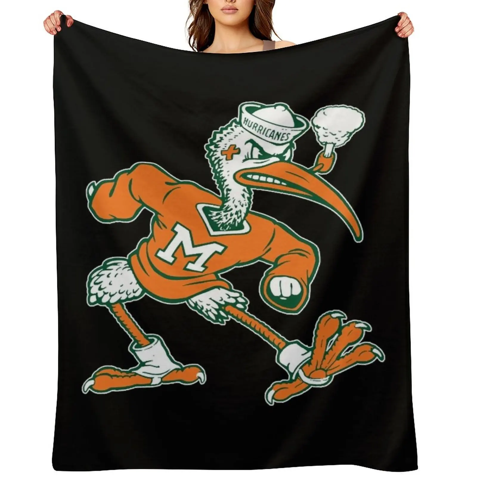 

Vintage Sebastian Mascot of Univ. of Miami Mascot Throw Blanket Retros Decorative Throw Nap Warm Blankets