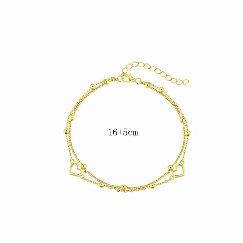 2 Stück geschichtete Schlangenketten-Armbänder für Frauen, zierliche vergoldete Herz-Accessoires, Handkette, Schmuck für Freundin, Geschenk – Detail 8