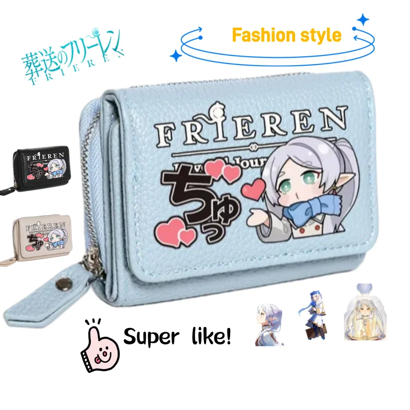 프리렌: 여행의 끝 너머 애니메이션 상품, 고품질 짧은 유니버설 스냅 지갑/카드홀더, 머니 클립, 가죽 지갑