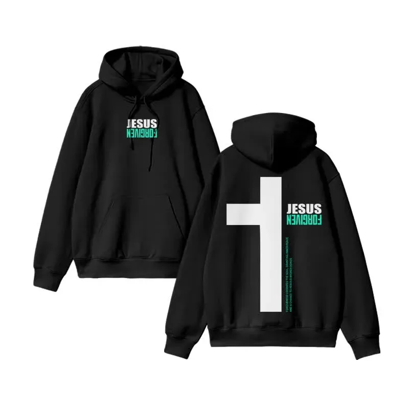 

2025 Autumn and Winter Unisex 100% Cotton Jesus Forfiven Design Print Hoodie High-end Luxury Is for Both Men and Women Top Y2k