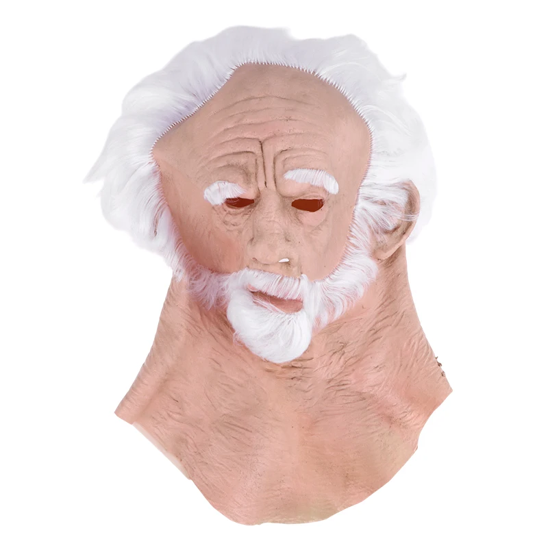 1 Stück Halloween-Dekoration Männermaske Vollkopfmaske Realistische Silikon-Oldermaske Simulationszubehör Party-Cosplay-Requisiten – Detail 7