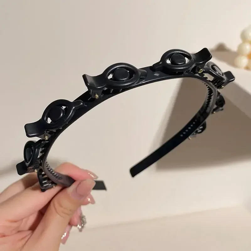 

Double Bangs Hair Clip Set - Twist Plait Head Hoop & Front Hairpins, Women’s Hairband Beauty Tool for Styling