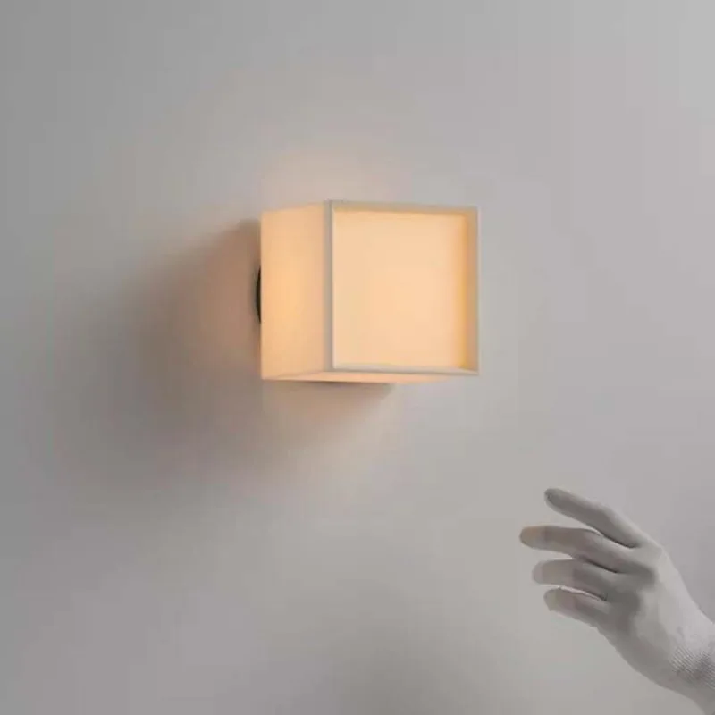 

Japanese Cloth Led Wall Lamp Medieval Bedroom Aisle Lights Tea Living Room Wall Staircase Square Fabric Decor Atmosphere Sconces