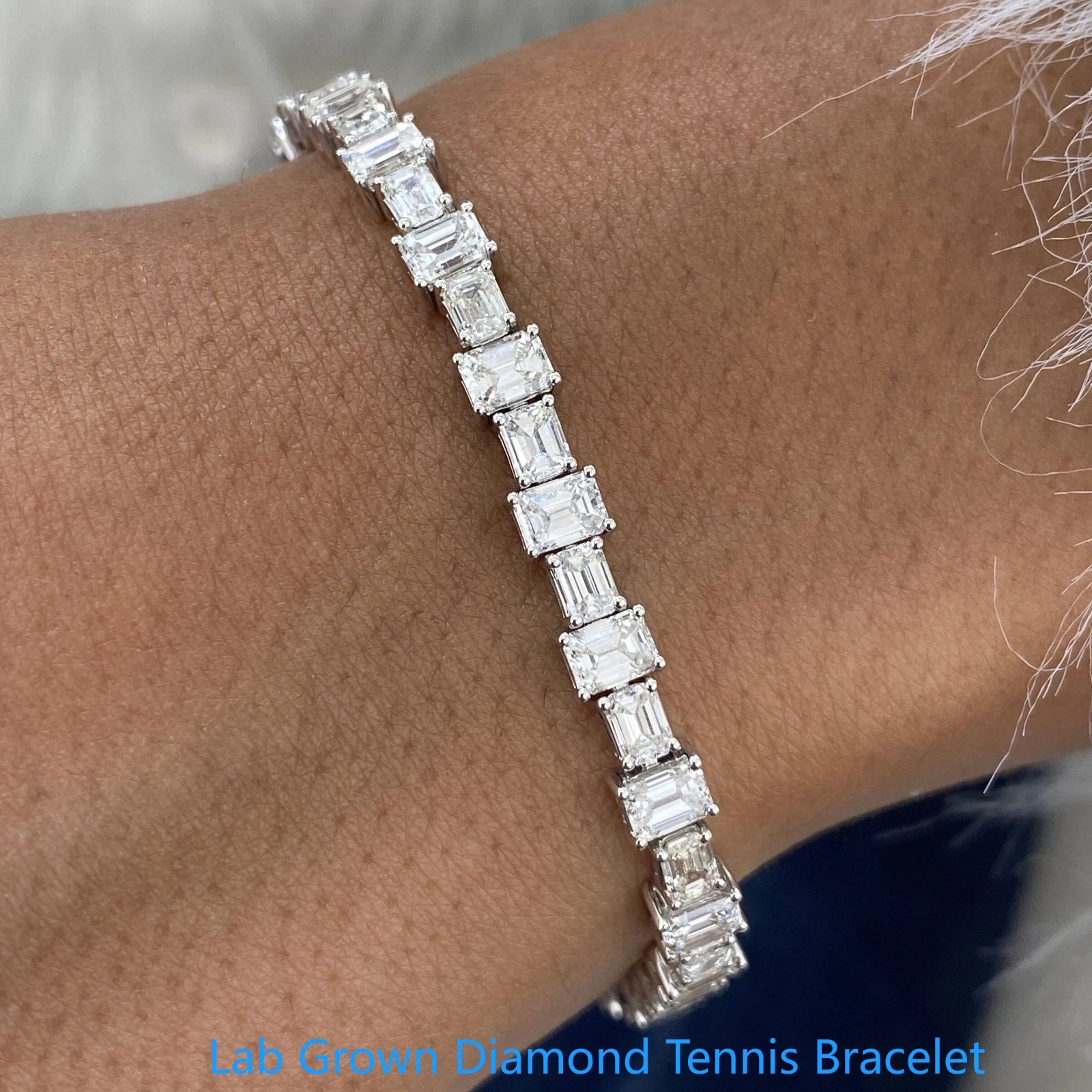 

0.25CT Each Emerald Lab Grown Diamond CVD HPHT Tennis Bracelet DEF VS-VVS Platinum 950 8inch Full Diamond Bracelet For Women
