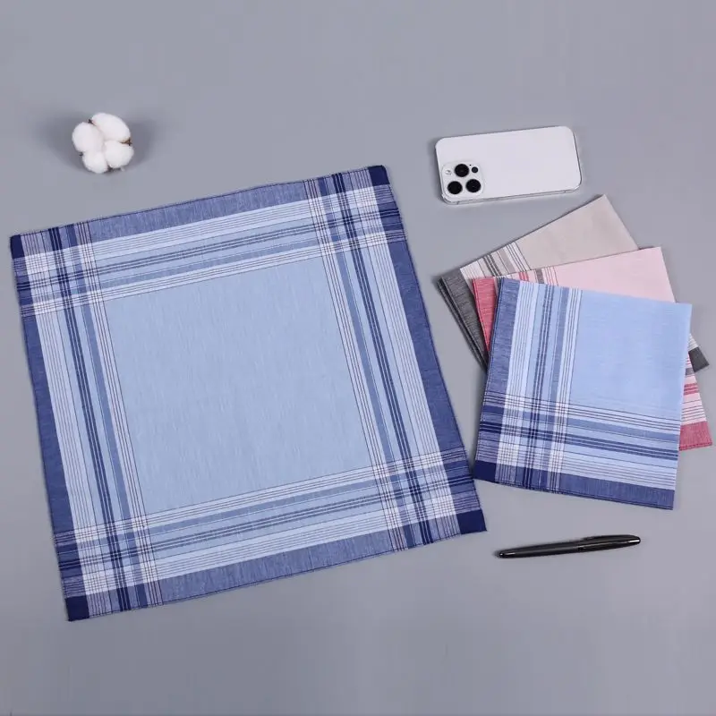 Men's Pure Cotton Stitching Handkerchief Set