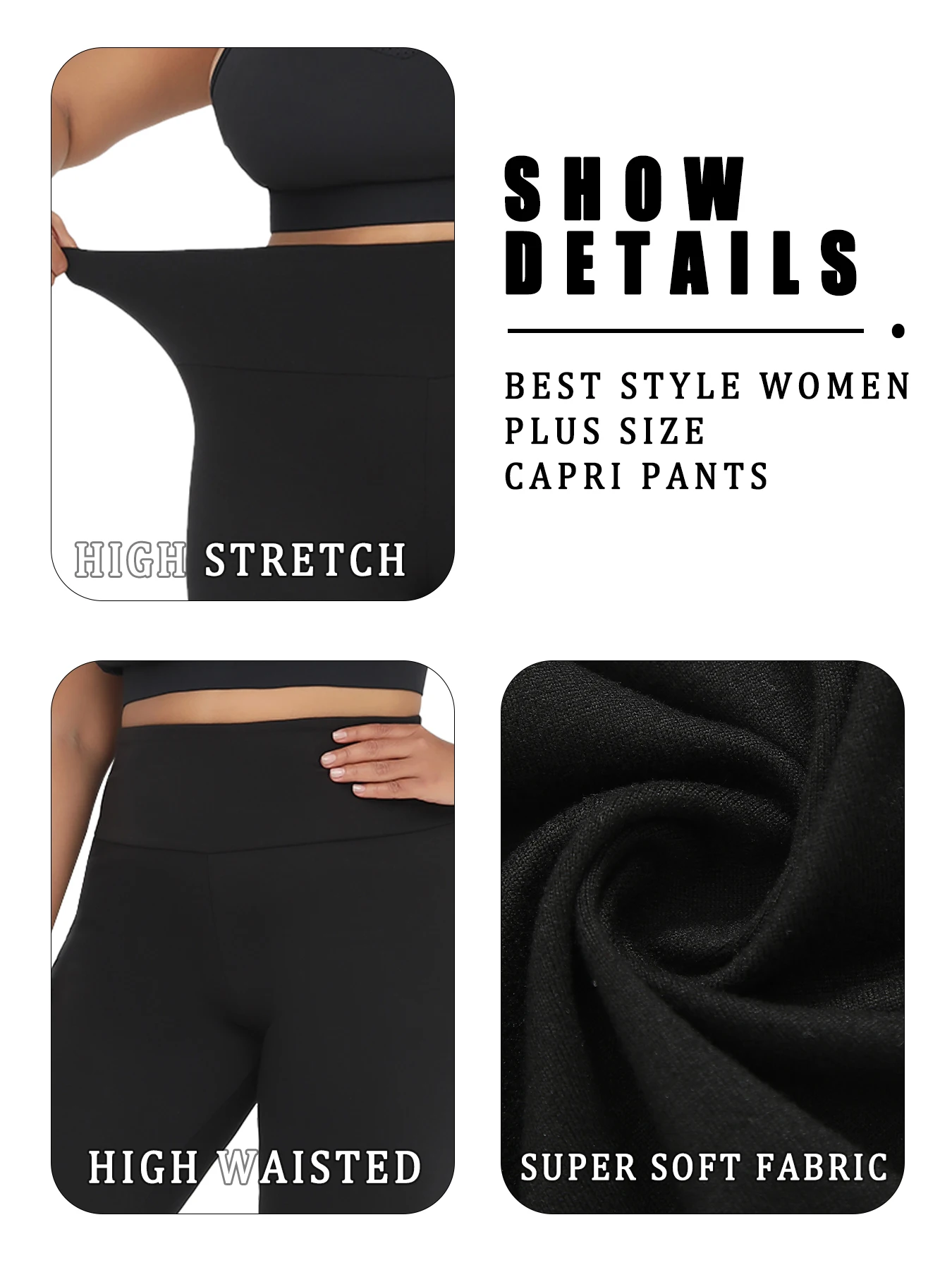 Plus Size Leggings for Women  Super soft High Waisted Tummy Control Yoga Capri Pants  No See Through Workout Running Leggings - Image 4