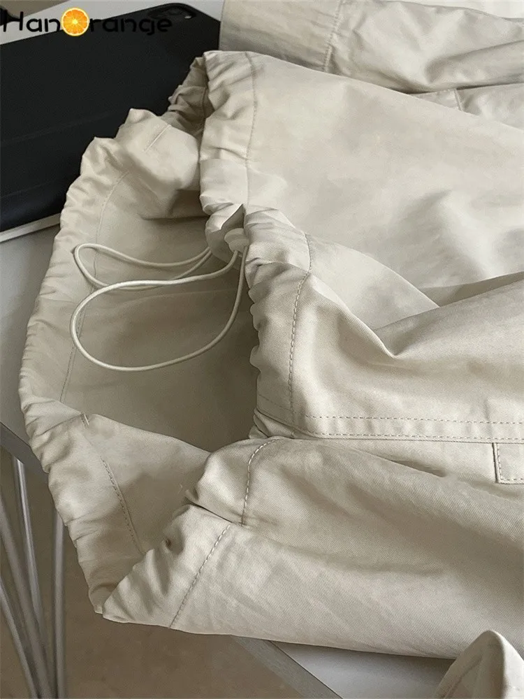 HanOrange 2025 lente herfst vrije tijd outdoor capuchon dames losse silhouet winddichte top zwart/beige