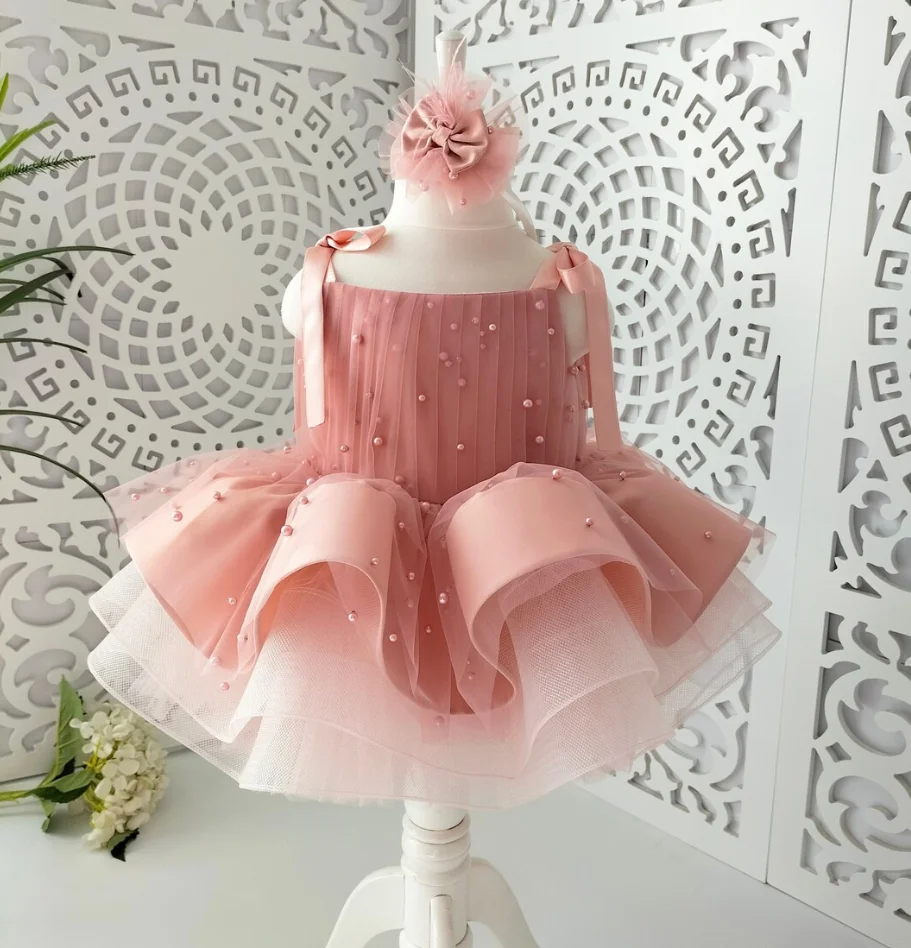 New Customizable Baby Girls Dress Puffy Tulle Christmas Birthday Party Gown Baby Tutu Vestidos Kid Gift 12M 24M