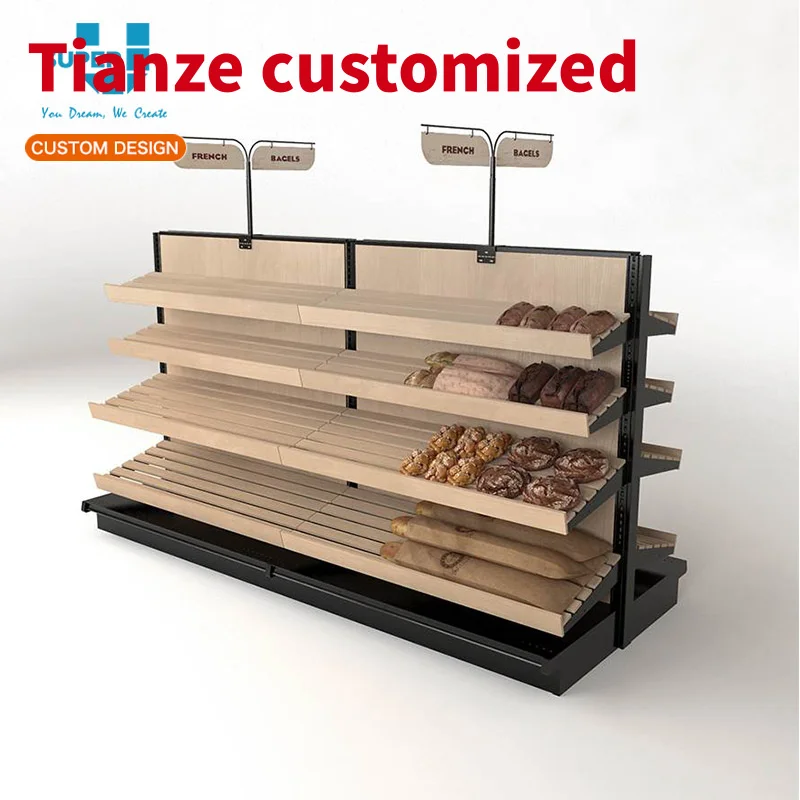 

(customized)Custom Made Wooden Bread Shelf Wood Bakery Shelf