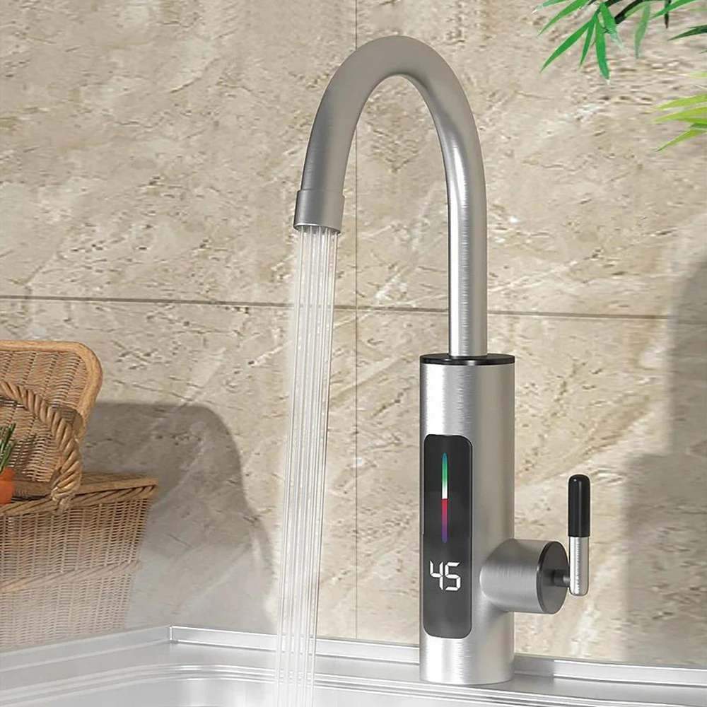 3000W 220V Cold and Hot Kitchen Sink Faucet Multifunctional Stainless Steel 360 °Adjustable Faucet  Rotating Anti Splash Nozzle