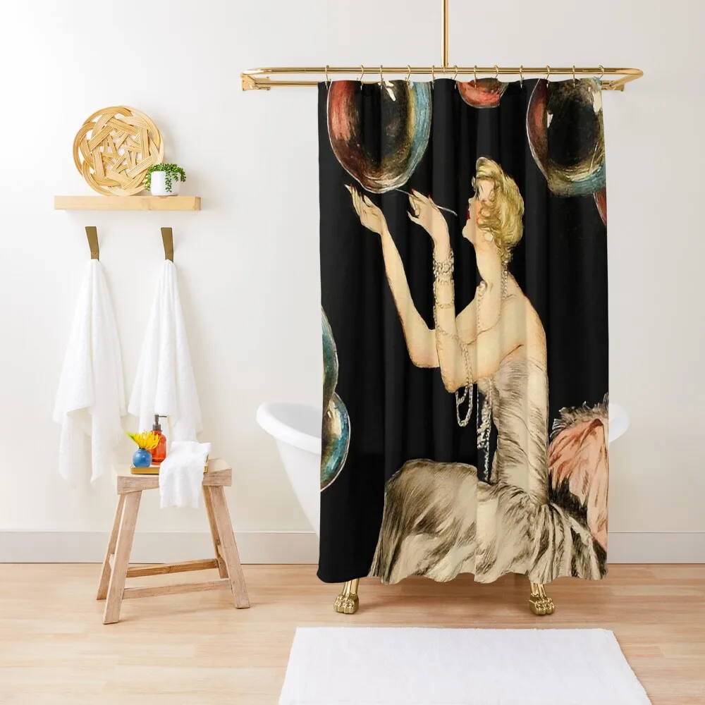 

Enchanting Whimsical French Art Deco Woman Fashion illustration Shower Curtain Toilet Accessories Bathroom Curtain