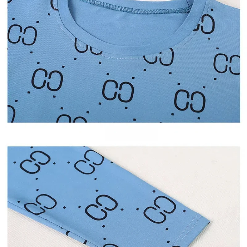 Spring Autumn Pullover Round Neck Geometric Printing Long Sleeve Contrast Color All-match Women's Clothing Undershirt Tops