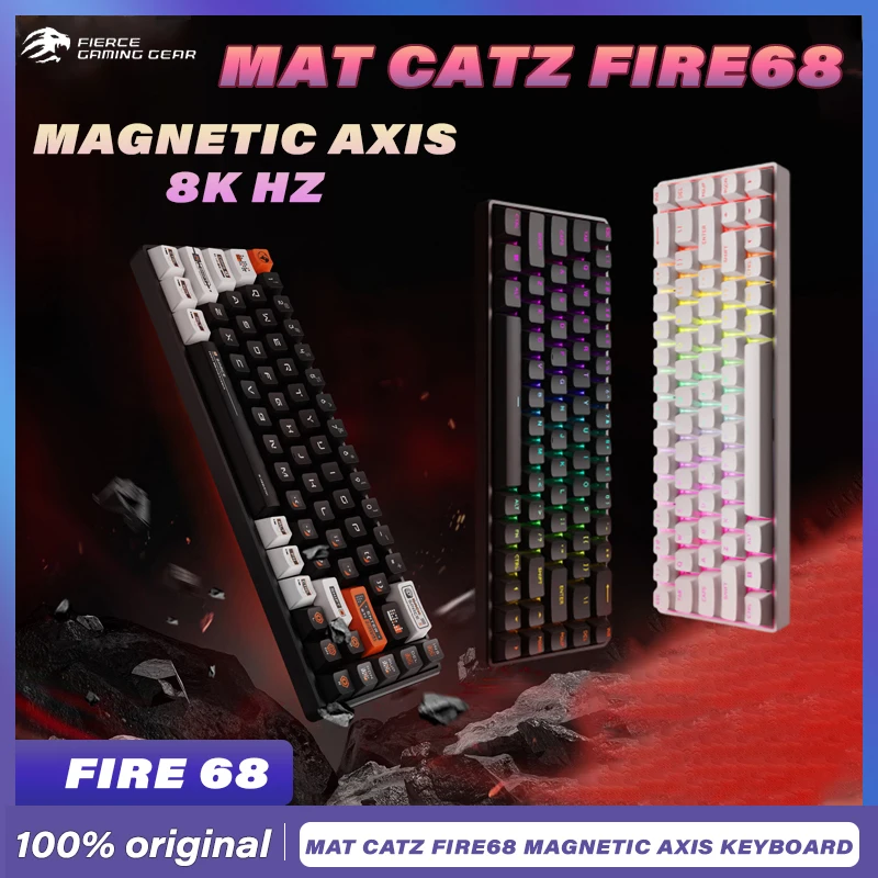 MAT CATZ Fire68 magnetic axis keyboard wired 68keys meijia lion fire68 8KHZ RGB light Gaming PBT keycap Gift CNC Aluminium alloy