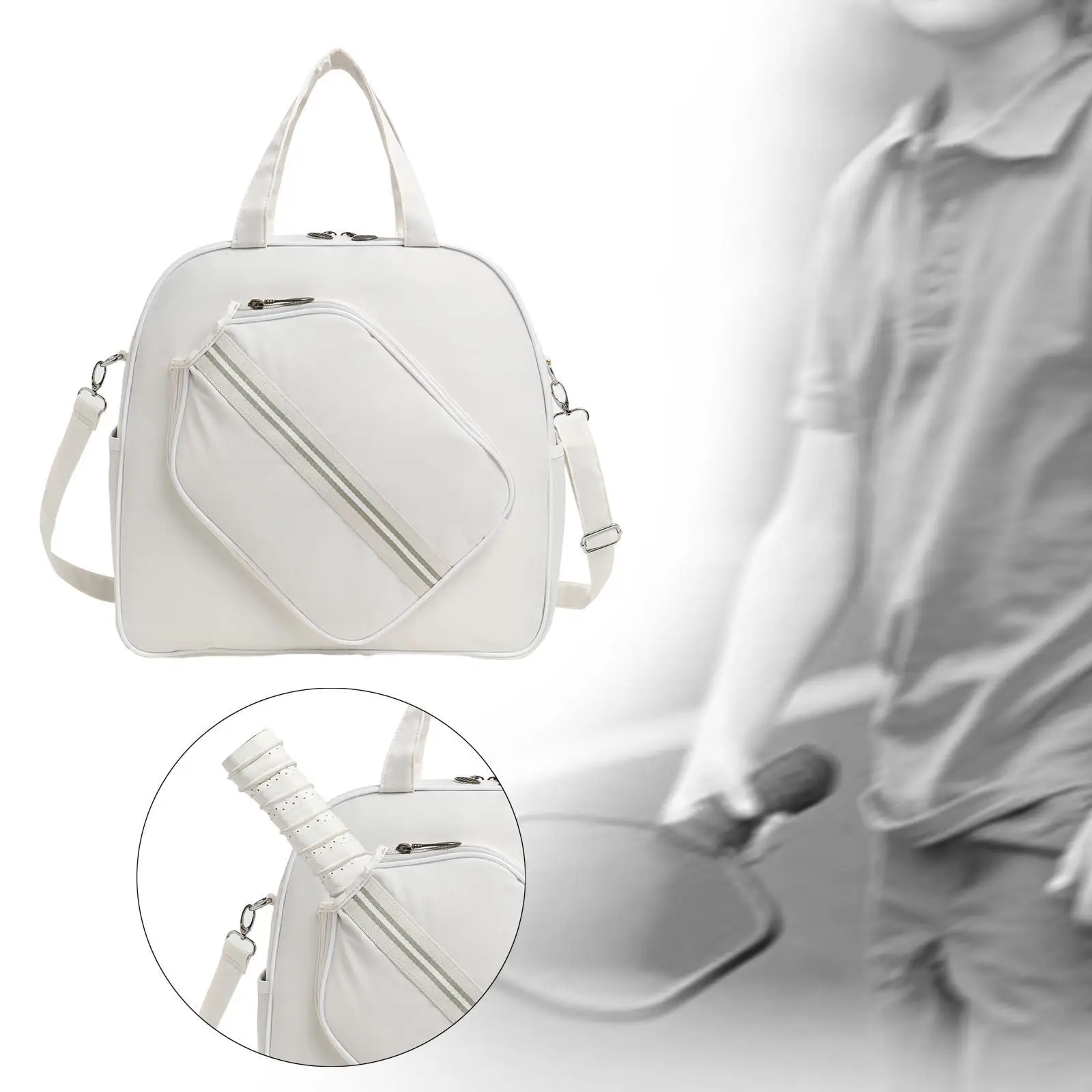 

Сумка-тоут Pickleball для женщин и мужчин, ракетка на молнии для хранения, сумка для начинающих, портативное оборудование для переноски, тренажерный зал с плечевым ремнем