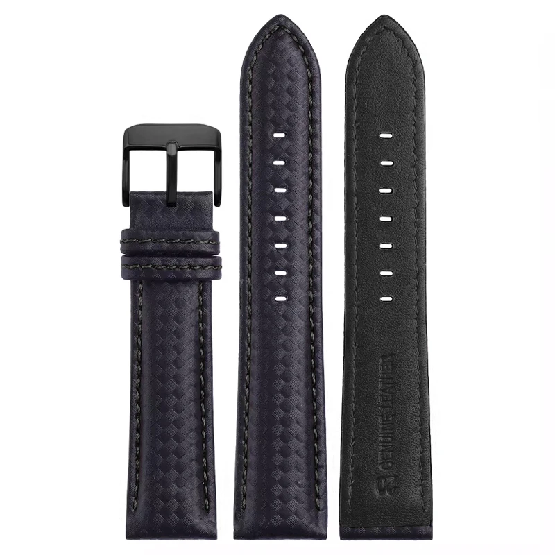 Carbon Fiber Pattern Leather Watch Strap Men\'s Accessories 18mm 20mm 21mm 22mm 23mm 24mm Black Red Watch band Bracelet wristband