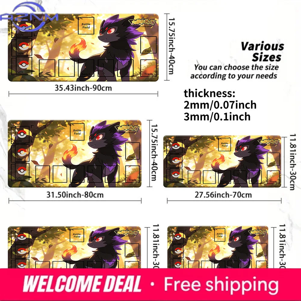 

Игровой коврик для карточных игр Pokemon TCG с рисунком Zoroark, большой, нескользящий, также подходит как коврик для мыши, доступны разные размеры