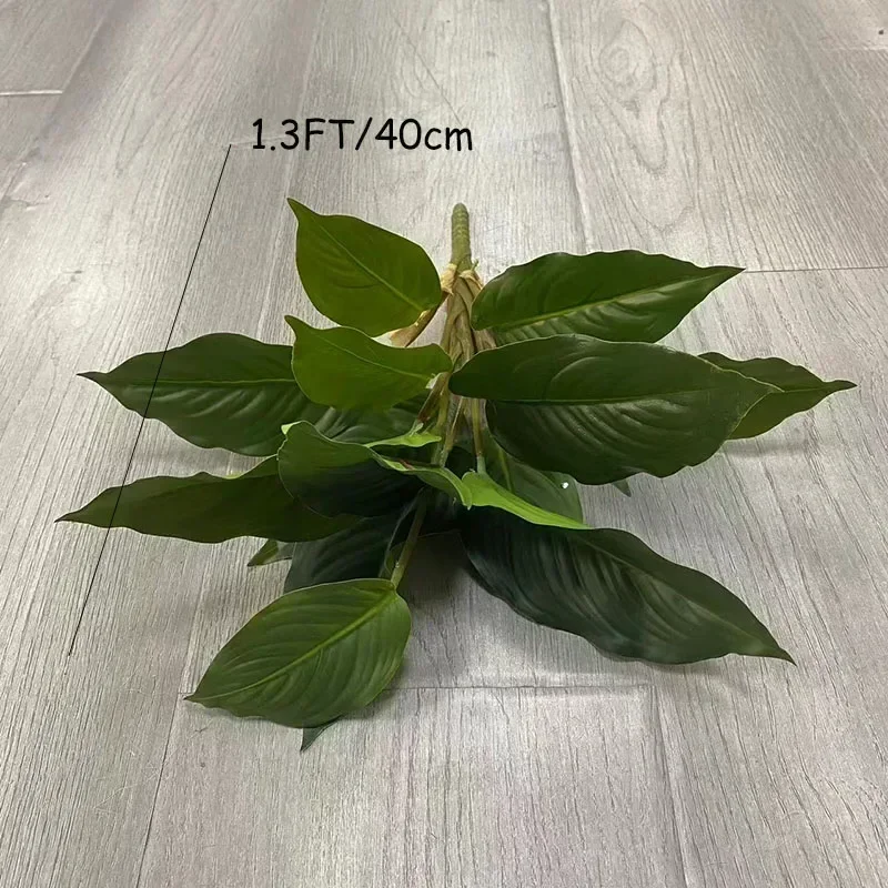 15 Zoll große künstliche Pflanze, tropischer Monstera-Palmenzweig, künstliches Schildkrötenblatt, künstliche Plastikpalme für Haus, Garten, Bürodekoration – Detail 18