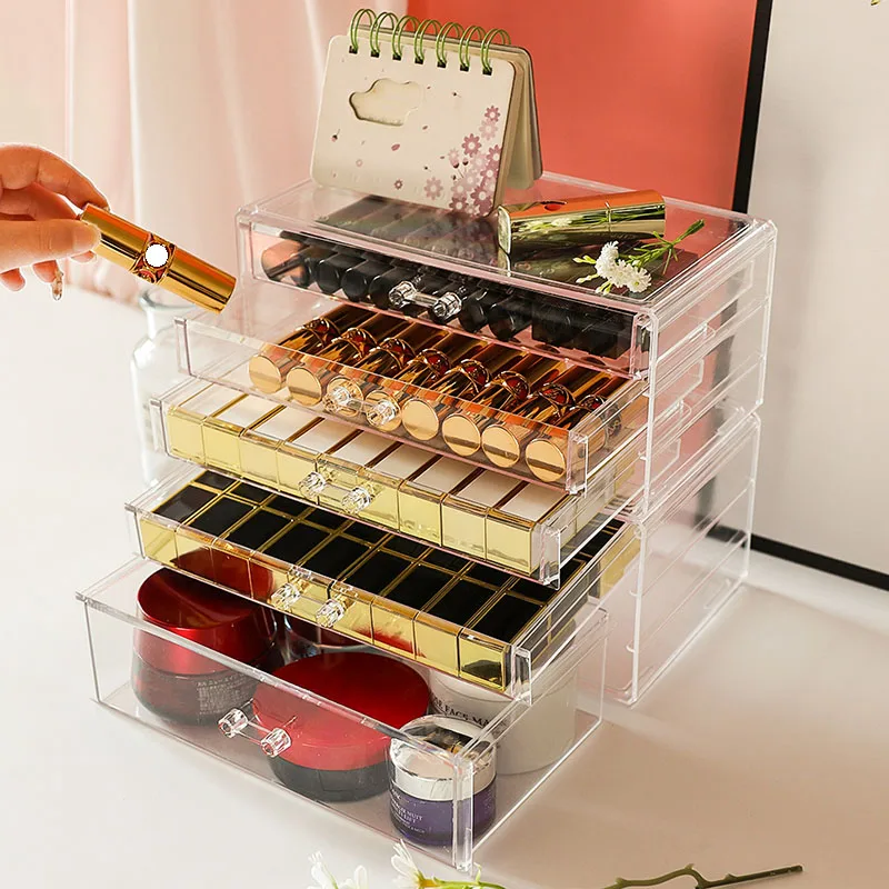 Acrylic Cosmetics Storage Box, Lipstick Storage Box, Desktop Drawer Makeup Storage Rack, Transparent Jewelry Storage Box