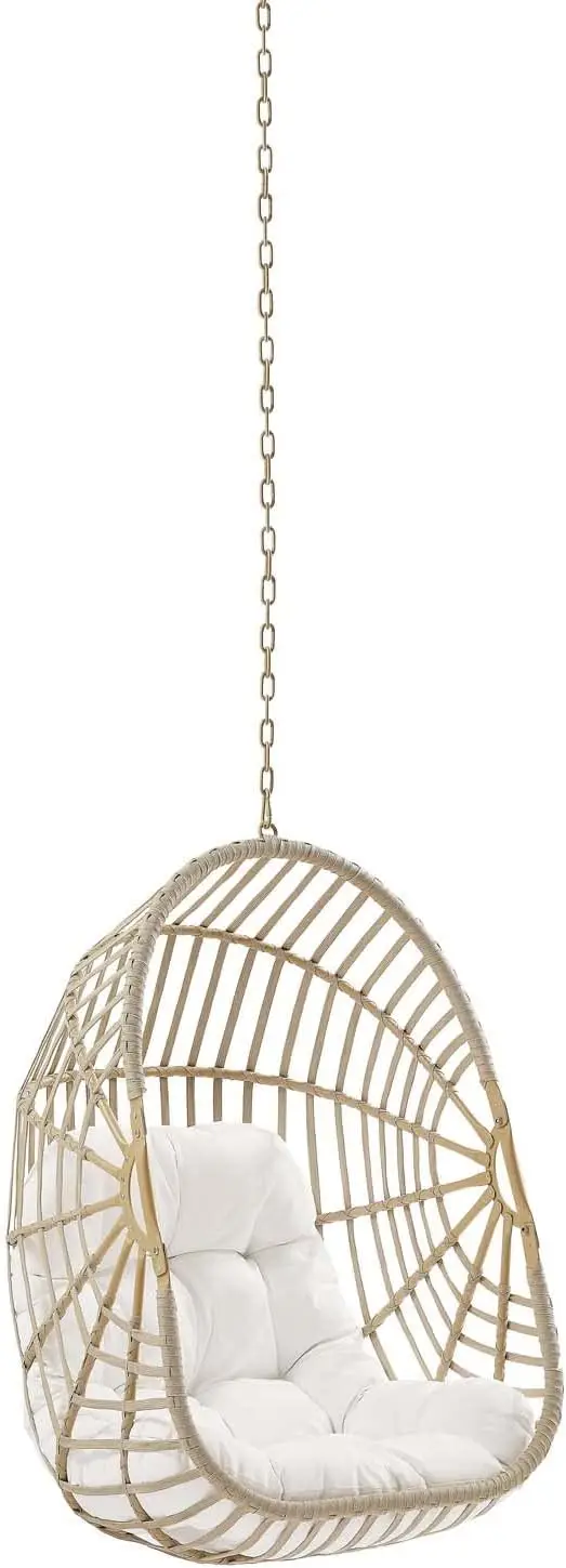 

Amalie Wicker Rattan Outdoor Patio Rattan Swing Chair Without Stand in Natural White