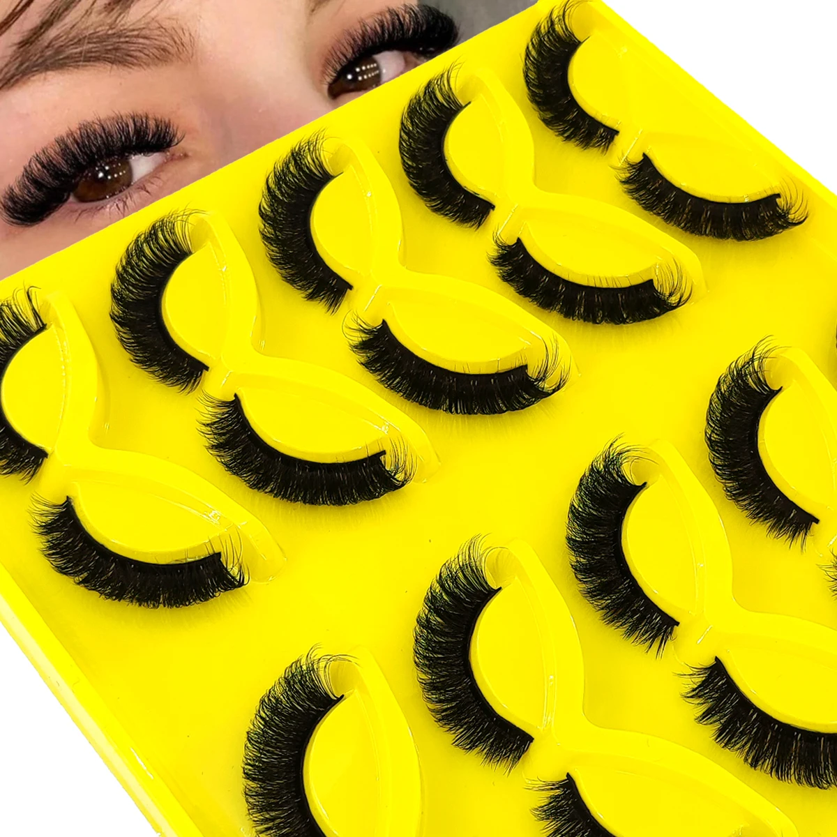 9/10 pairs of cat eye false eyelashes handmade crossed and messy 3D curled eyelashes naturally curled elongated and sexy eyelash