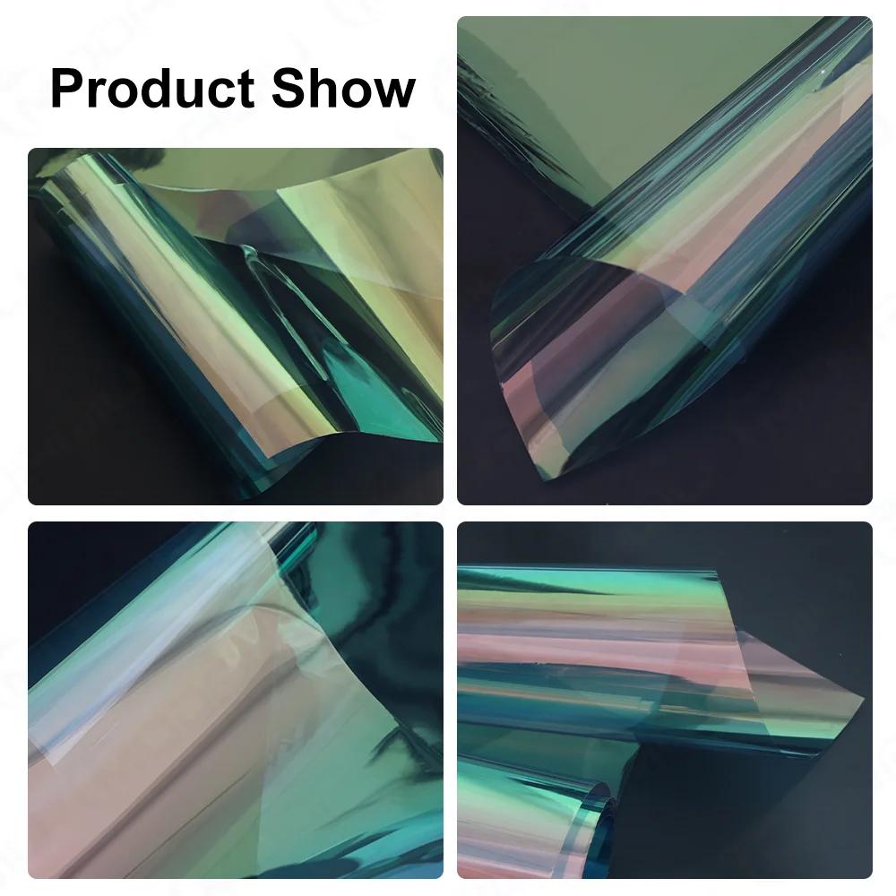 

60In X 98Ft Car Front Windshield 75% VLT Green Glass Tinting Solar Chameleon Tint Film UV Proof Color Changing Car Film Roll