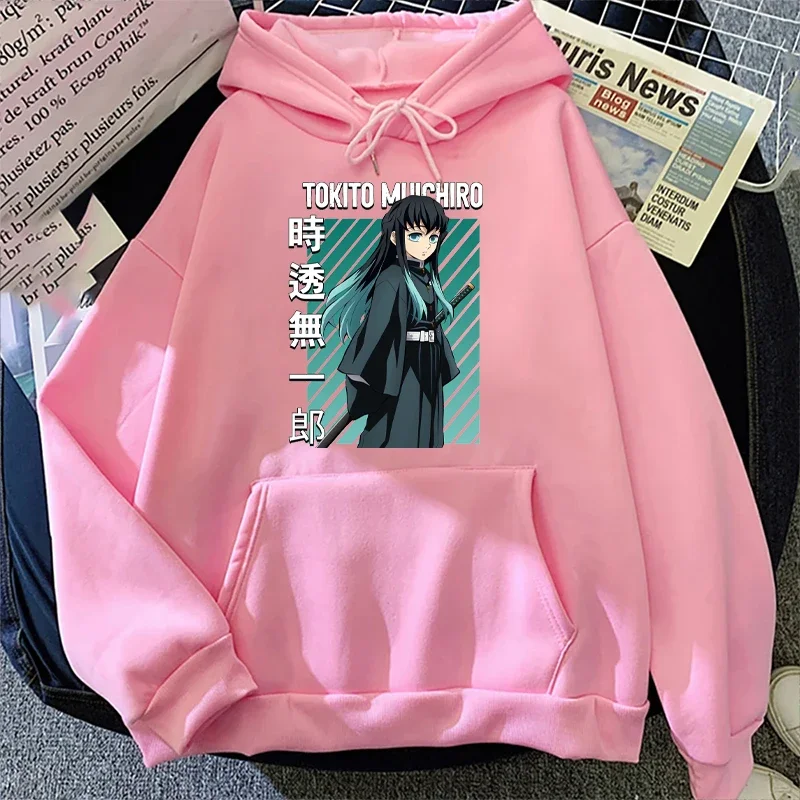 Hoodies for Men and Women Japanese Anime Demon Slayer Harajuku Muichiro Tokito Graphic Print Sweatshirt Casual Pullover