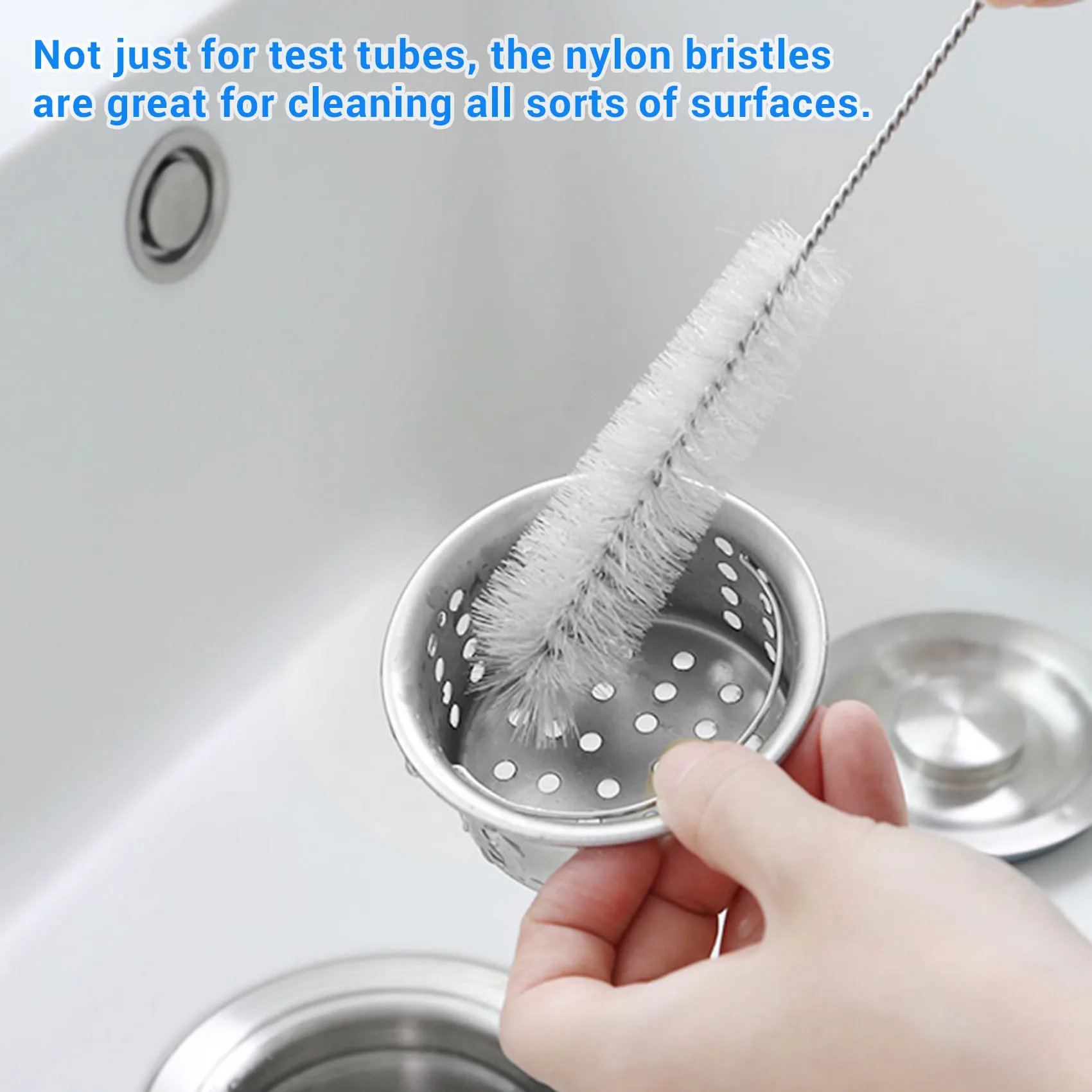ABNP 10 Pcs 10mm Dia Chemistry Test Tube Bottle Nylon Washing Brush Tool White