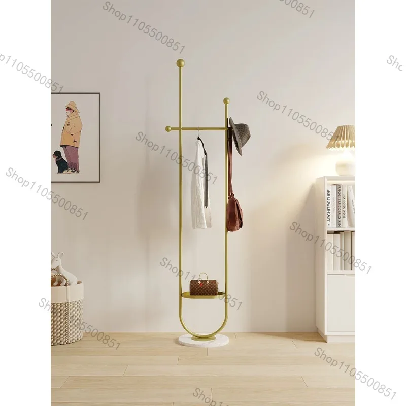 Nordic Metal Clothes Rack, Boutique Living Room Hanger Stand with Shelves, Entrance Perchero Furniture