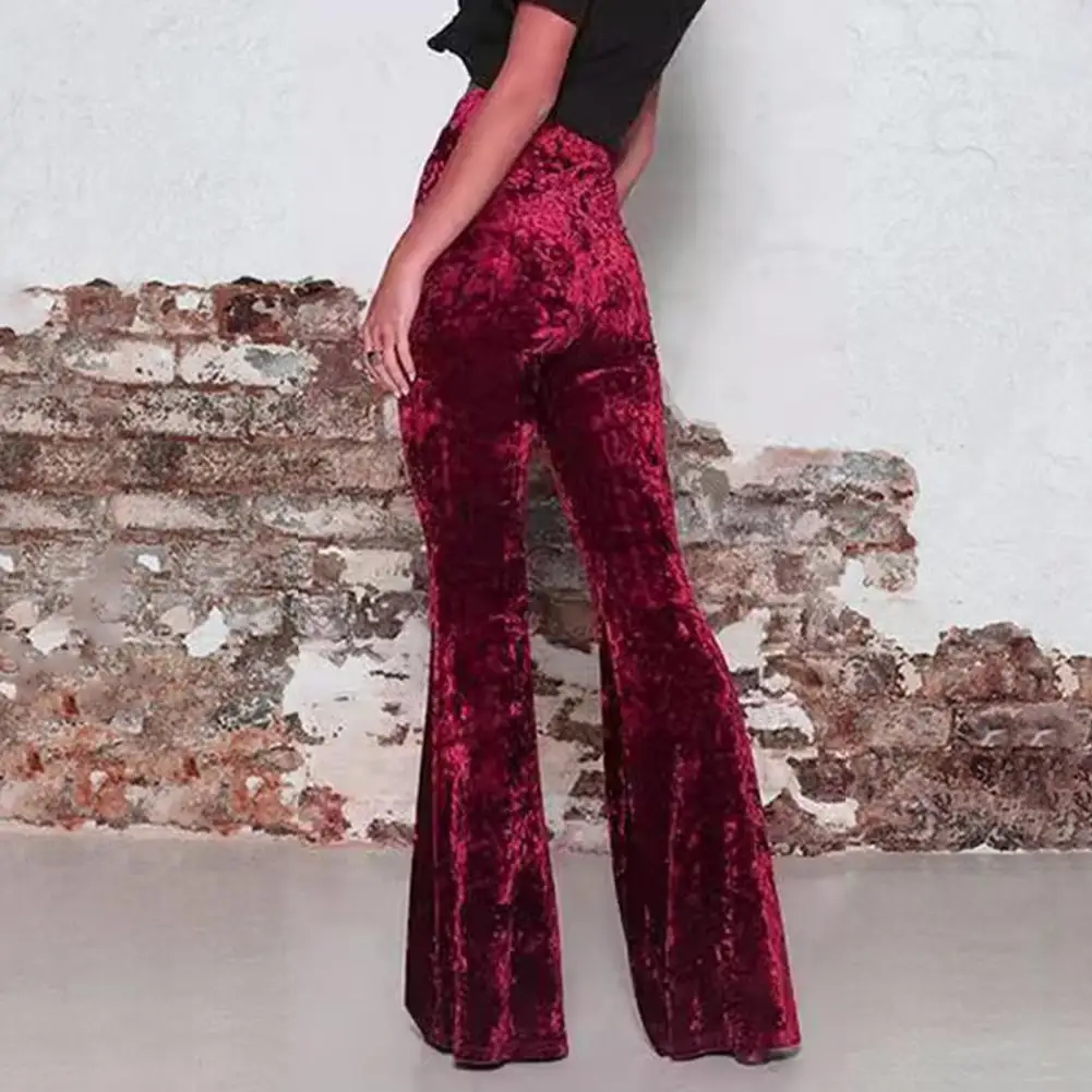 Femmes velours ajustement pantalon évasé Stretch cloche-bas pantalon automne hiver dame taille haute décontracté velours pantalon évasé