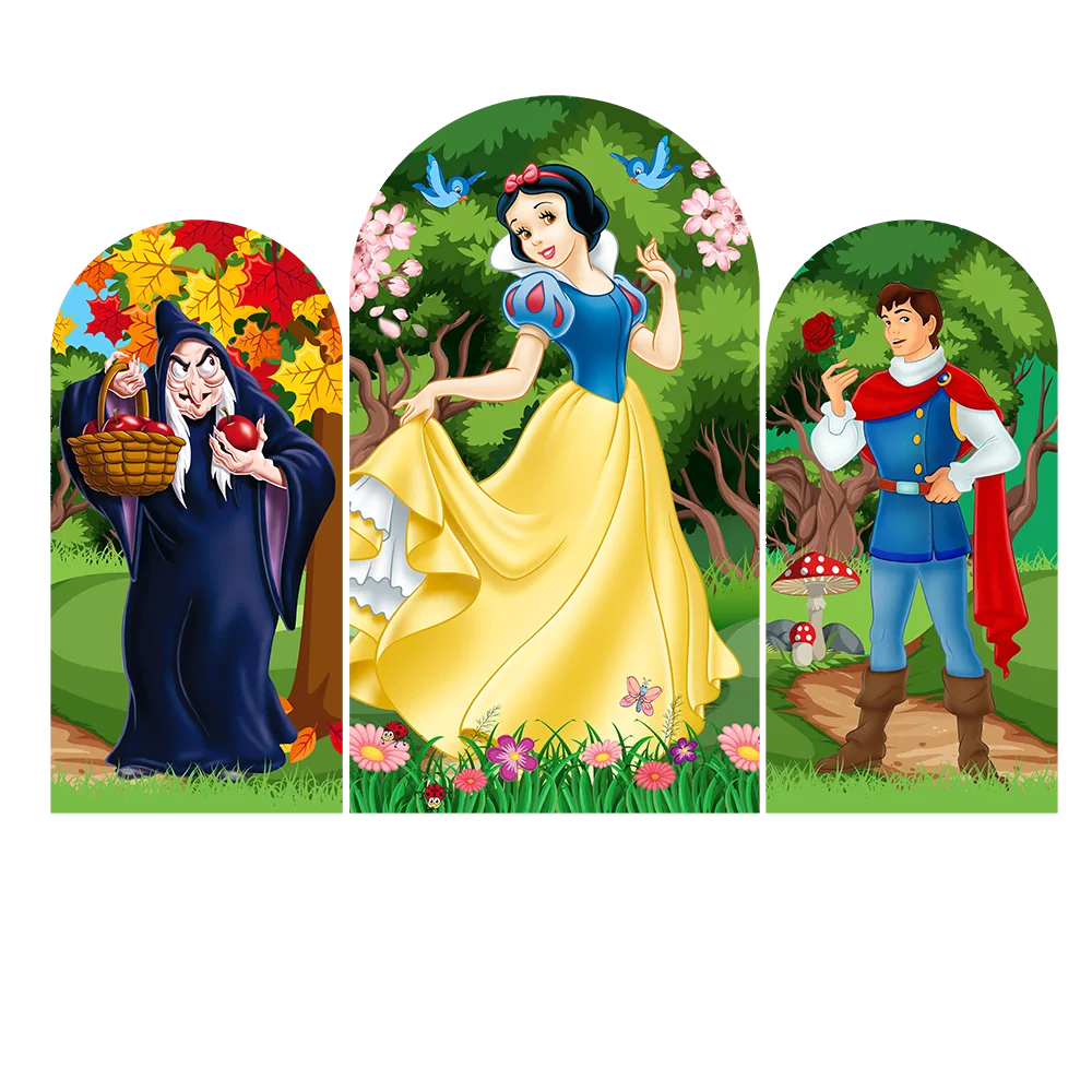 Cute Carton Snow White Party Wooden  Customized Backdrop Kid's Birthday Decoration Ba Party Backdrops Plinth Covers Photo Studio