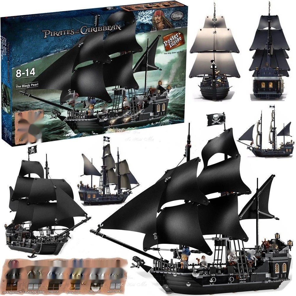 Creative Pirates The Black Pearl Ship Building Blocks Boat Model Caribbean Adventure Assemble 1:1 Bricks Toy Kid Adult Xmas Gift