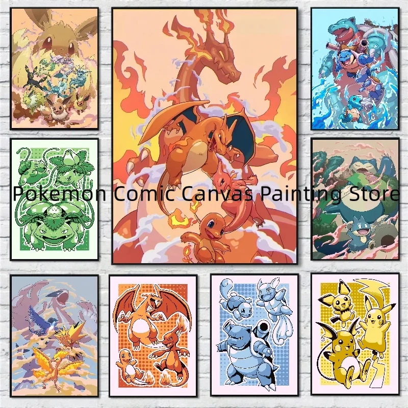 

Japanese Anime Pokemon Colorfulcreativity Artwork Painting Stickers and Posters Wall Stickers Home Decor Children's Gift Wallart