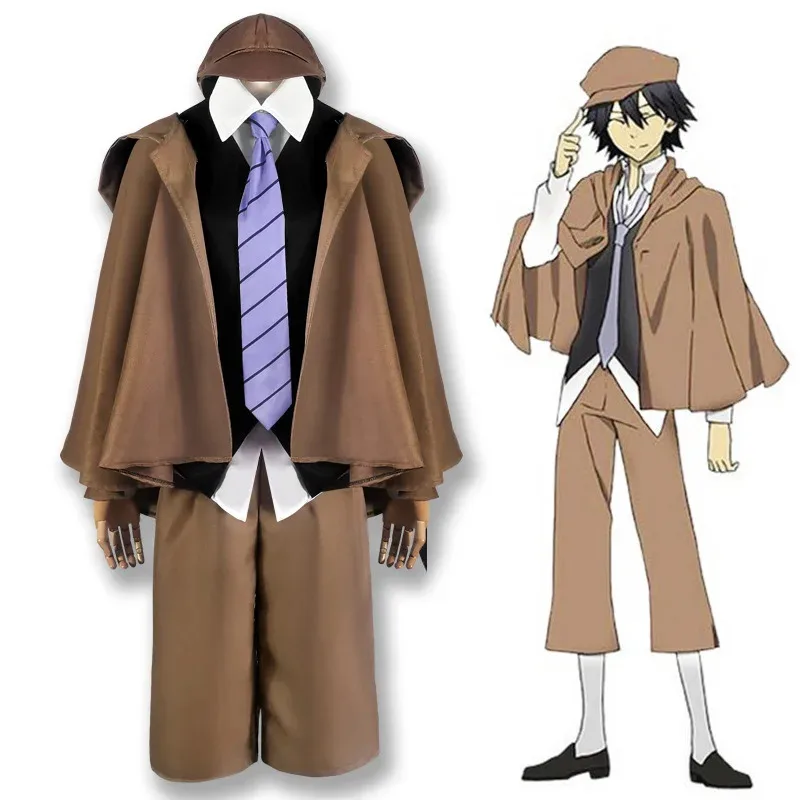 Bear's Den Anime Bungo Stray Dogs Edogawa Rampo Cosplay Kostüm Perücke Krawatte Hut Detektiv Komplettes Set Uniformen Comic-Con C Neu 2025