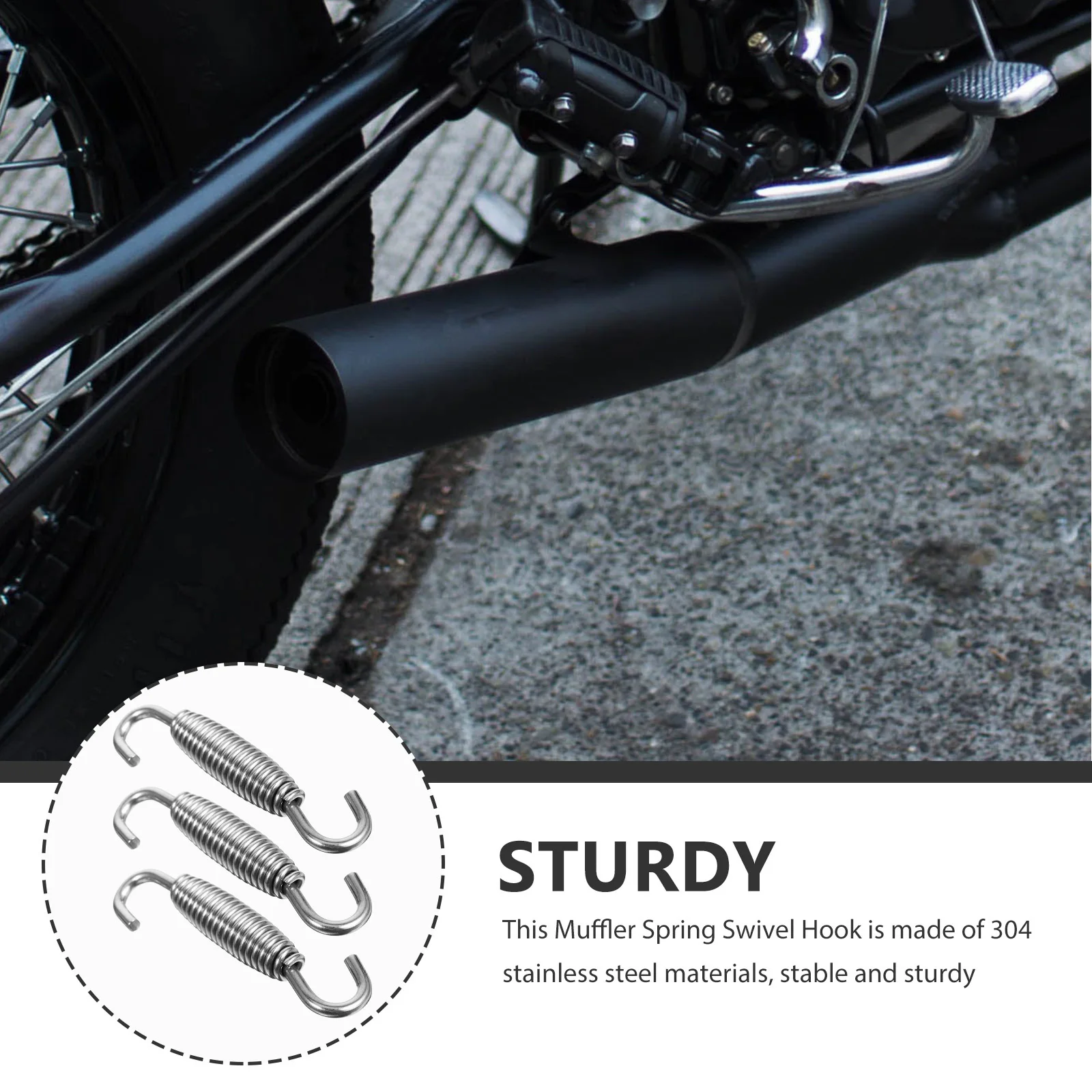 

3Pcs Exhaust Pipe Spring 68mm Stainless Steel Motorcycle Muffler Hook Durable Pipe Spring for Exhaust Protection