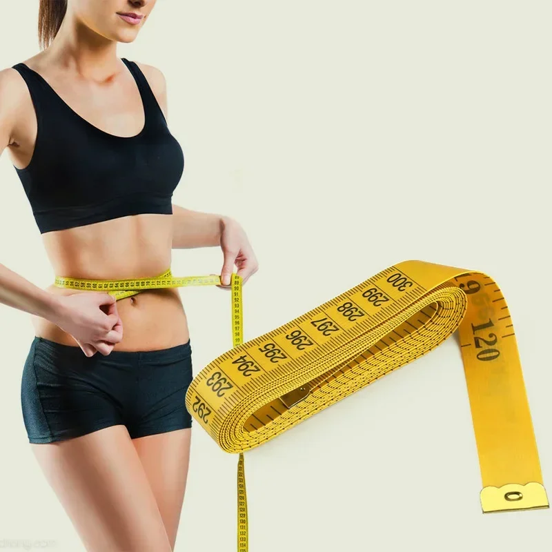 Durable Soft 3 Meter 300 CM Sewing Tailor Tape Body Measuring Measure Ruler Dressmaking PVC Plastic Yellow High Quality