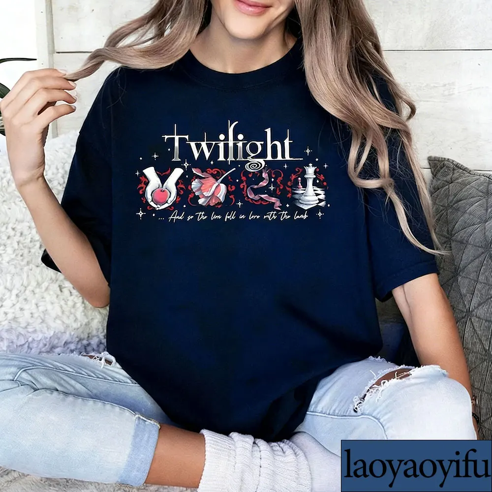 Twilight Inspired Shirt Book Cover Aesthetic Tee Vampire Romance Fan Gift Graphic T Shirts Unisex Men Clothing Cotton Tee Tops