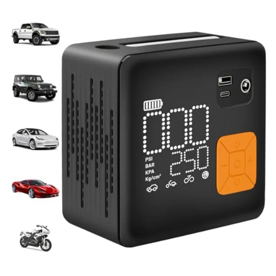 

Portable Tire Inflator 150PSI Fast and Cordless Air Compressor for Car Tires Heavy Duty Portable Air Pump with LED Light Digita